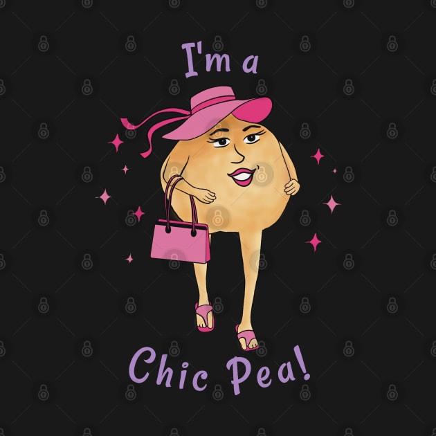 Chic Pea Struts Her Stuff - funny cartoon character by Crystal Raymond