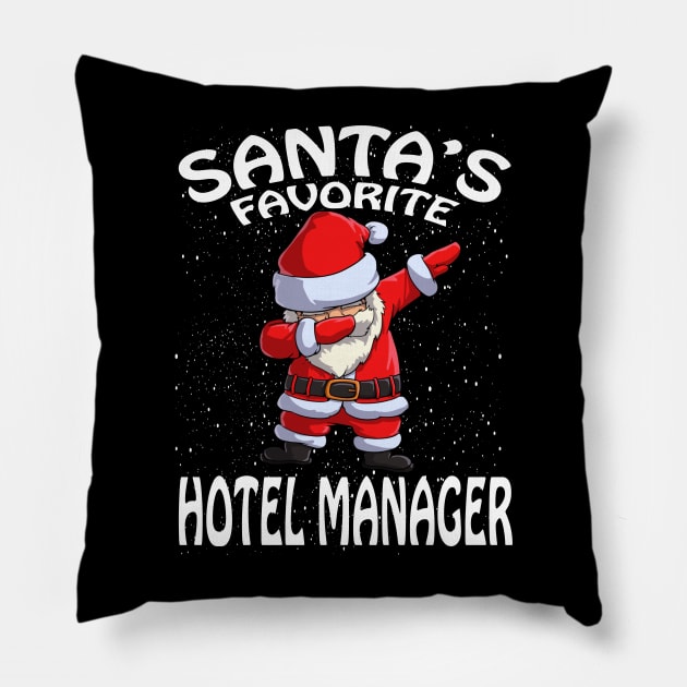 Santas Favorite Hotel Manager Christmas Pillow by intelus