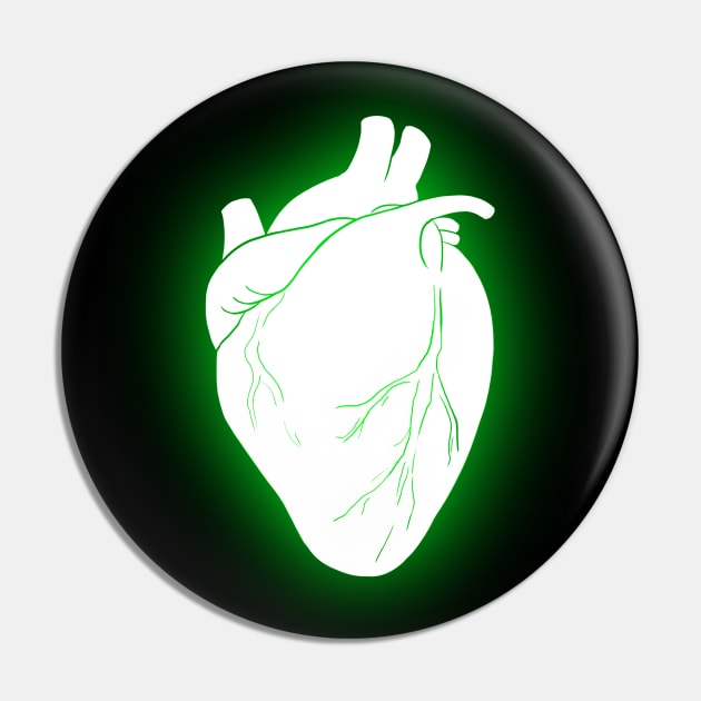 green neon heart Pin by MoriaDoesArt