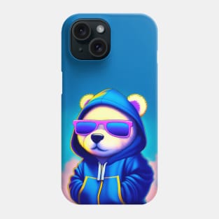 Cute Teddy Bear wearing hoodie and sunglasses Phone Case