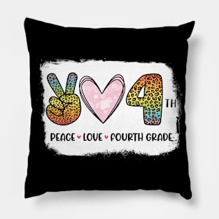 Victory Hand Hearts Peace Love 4th Grade Back To School Day Pillow