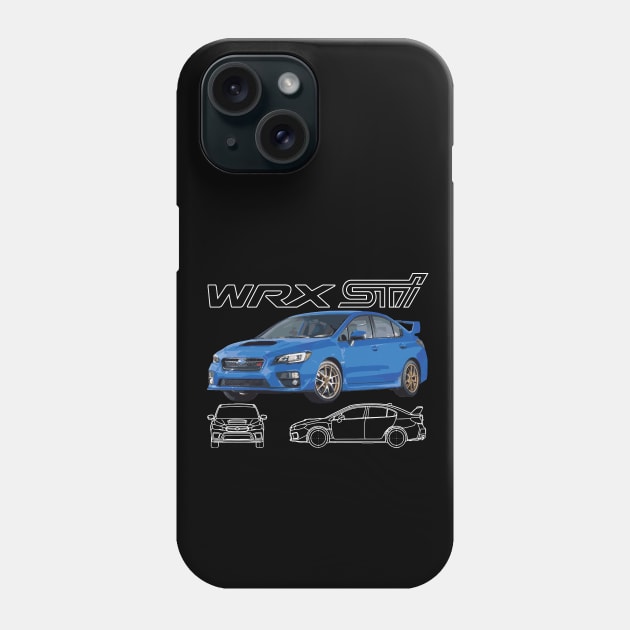 subie Type S VAB 2019 Pearl world rally blue print Phone Case by cowtown_cowboy