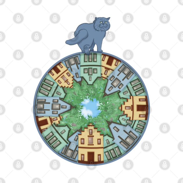 City cat in the summer town. Mandala by KateQR