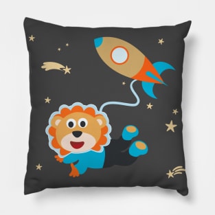 Space lion or astronaut in a space suit with cartoon style. Pillow