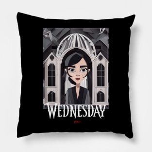 Wednesday art sticker Pillow