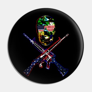 American Flag Classic Retro Skull Bones Cross Guns Pin