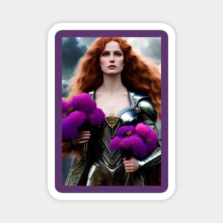 Lady Knight With Purple Flowers Magnet