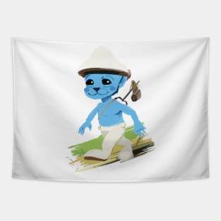 Cute Smurfcat Doodle Tapestry