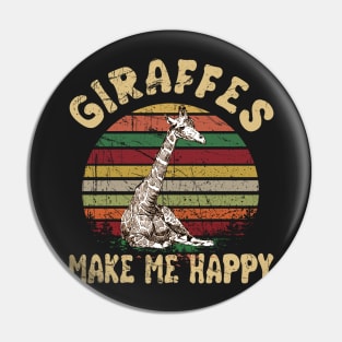 Giraffes Make Me Happy T-shirt Retro Vintage Style Pin