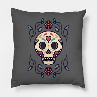 Floral Skull Pillow
