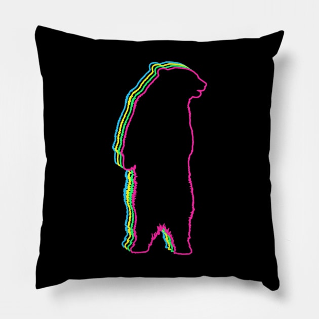 Bear 80s Neon Pillow by Nerd_art