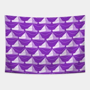 Paper Hats Pattern White Purple Tapestry