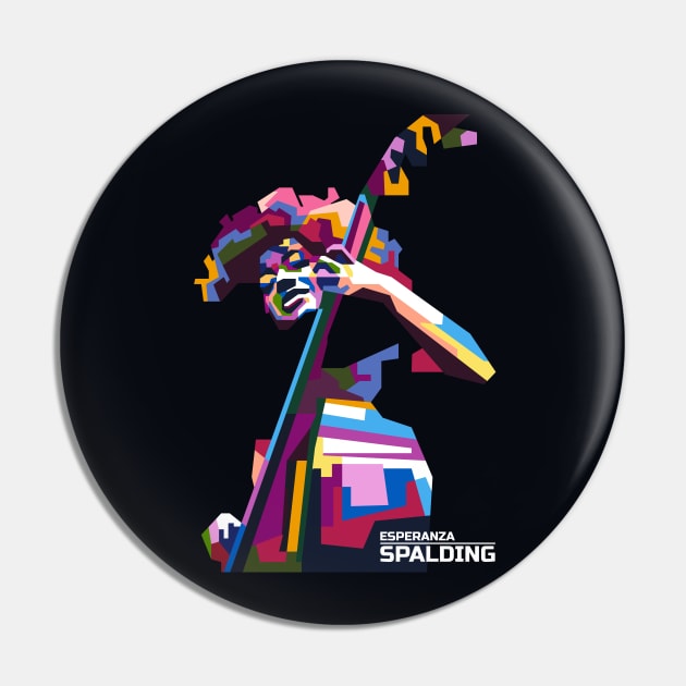 Popart Female jazz bassist in WPAP Pin by smd90