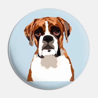 Boxer Dog Vector Style Cartoon Portrait Pin