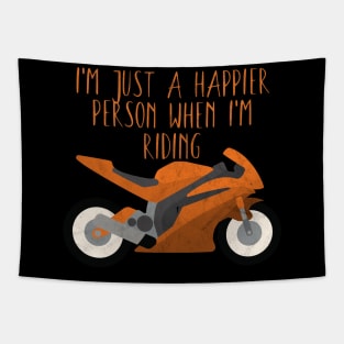 Motorcycle happier person riding Tapestry