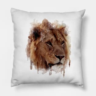 Lion Head watercolor Pillow