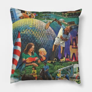 Vintage Theme Park Resort Art Pillow