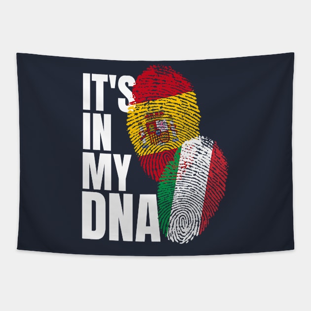 Spaniard And Italian Mix DNA Flag Heritage Gift Tapestry by Just Rep It!!