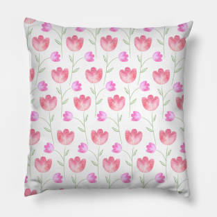 Red Floral Watercolor Pattern Pillow