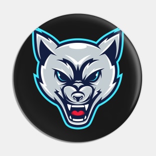 Angry wolf head illustration character Pin