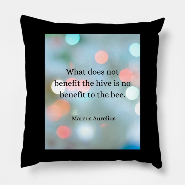 Stoic Wisdom: Bee's Lesson in Maximizing Benefits Pillow by Dose of Philosophy