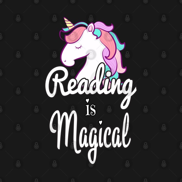 Reading Is Magical Unicorn - Cute Librarian by WassilArt