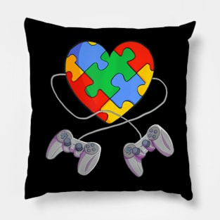 Video  Puzzle Piece Heart Controller Autism Awareness Pillow