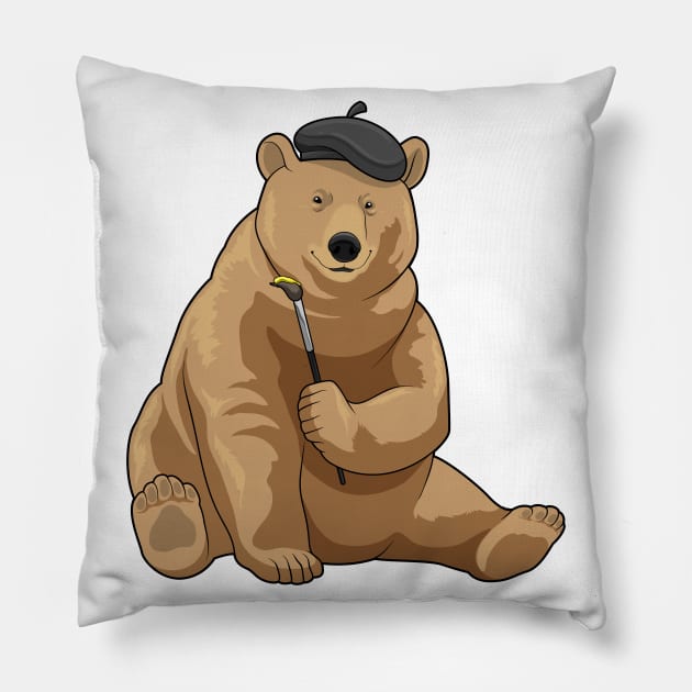 Bear Painter Paint brush Pillow by Markus Schnabel