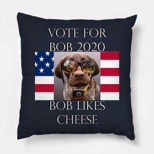 Funny Political Sarcasm Voting Quote: Vote For Bob 2020, Democrat & Republican Fun, Bob Likes Cheese, Custom Apparel, Cards, Posters & Gifts Pillow