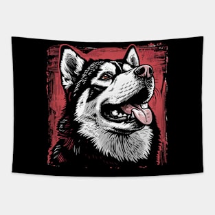 Retro Art Alaskan Malamute Dog Lover Tapestry