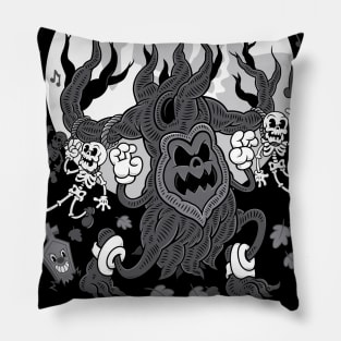 Haunted Harmonies - Vintage Cartoon Halloween - Creepy Cute Goth Horror Pillow