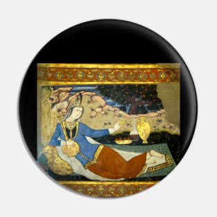 Persian Fresco Miniature Lady in the Garden Pin