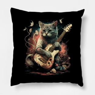 Cat Playing Guitar Pillow