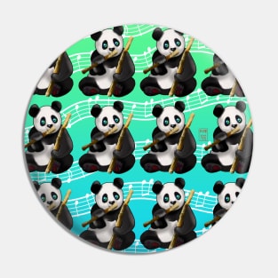 Cute panda pattern with bamboo stalks on a musical green background Pin