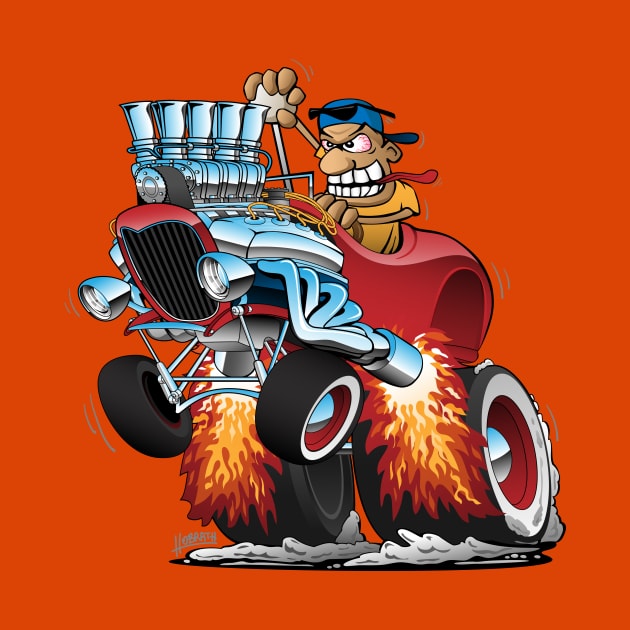 Highboy Hot Rod Race Car Cartoon by hobrath