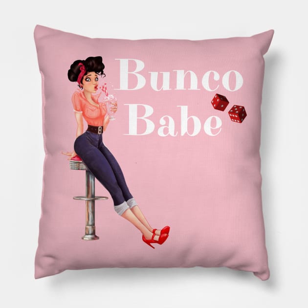 Bunco Babe Pin Up Retro Dice Night Pillow by MalibuSun