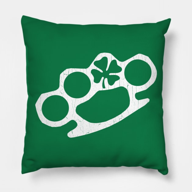 IRISH Brass Knuckles with Shamrock (vintage look) Pillow by robotface