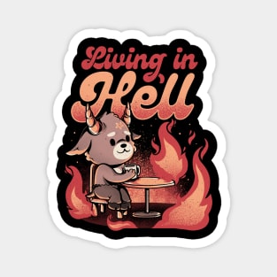 Living In Hell - Creepy Cute Evil Baphomet Gift Magnet