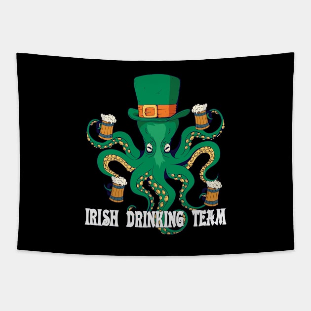 Irish Drinking Team Octopus Irish St Patrick's Day Tapestry by az_Designs