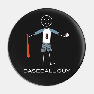 Funny Mens Baseball Player Illustration Pin