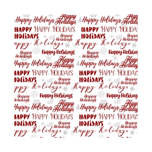 Happy Holidays Cute Simple Lettering Pattern Red Gray T-Shirt