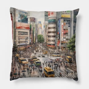 Watercolor Urban Walks -Tokyo Collection- Pillow