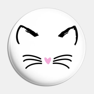 Cat face, Wiskers, Pink nose, Cute Cat Pin