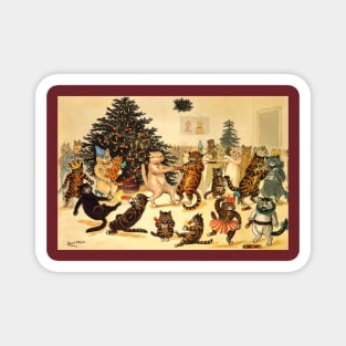 Louis Wain Christmas Party Dancing Cats Magnet