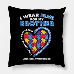 Puzzle I Wear Blue For My Brother Autism Awareness Family Pillow