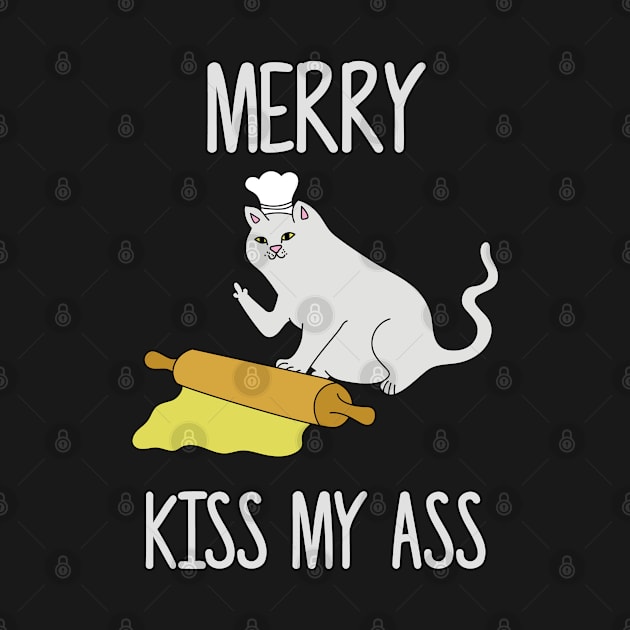 Cheeky Cat Merry Kiss My Ass Fuck you Gift by MrTeee