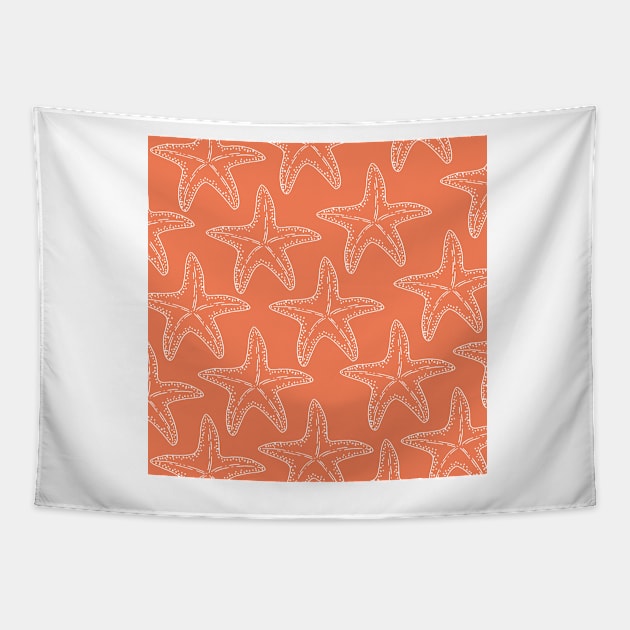 starfish aloha hawaii pattern salmon pink and white Tapestry by maplunk