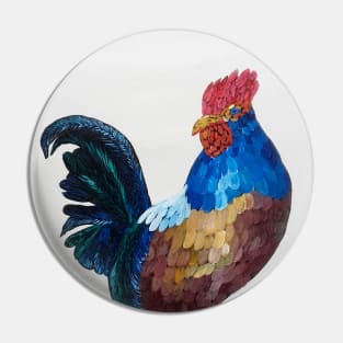 Beautiful Colourful Rooster Painting Pin