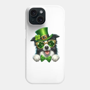 St Patricks Day Peeking Border Collie Dog Phone Case