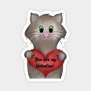 You are my Valentine - Cat with heart Magnet